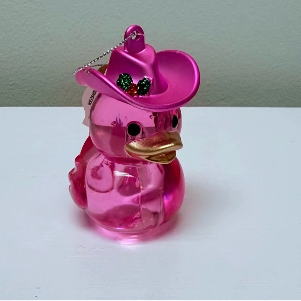 3 for $15 SALE Pink Holiday Duck with Cowboy Hat ornament